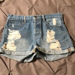 Jean Shorts - High Waisted & Distressed Look